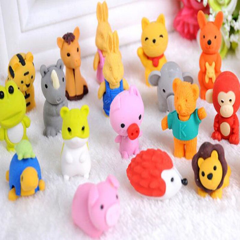 2021 30 Style Mix Lovely Cartoon Animals Pencil Eraser Cute Rubber