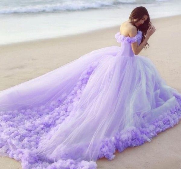Purple beach wedding dress Clearance