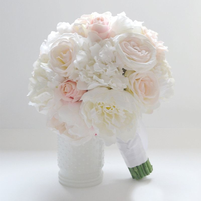 Avoria Fiori Artificiali BOUQUET con 6 PEONIE colore AVORIO 29 cm 12OQ 