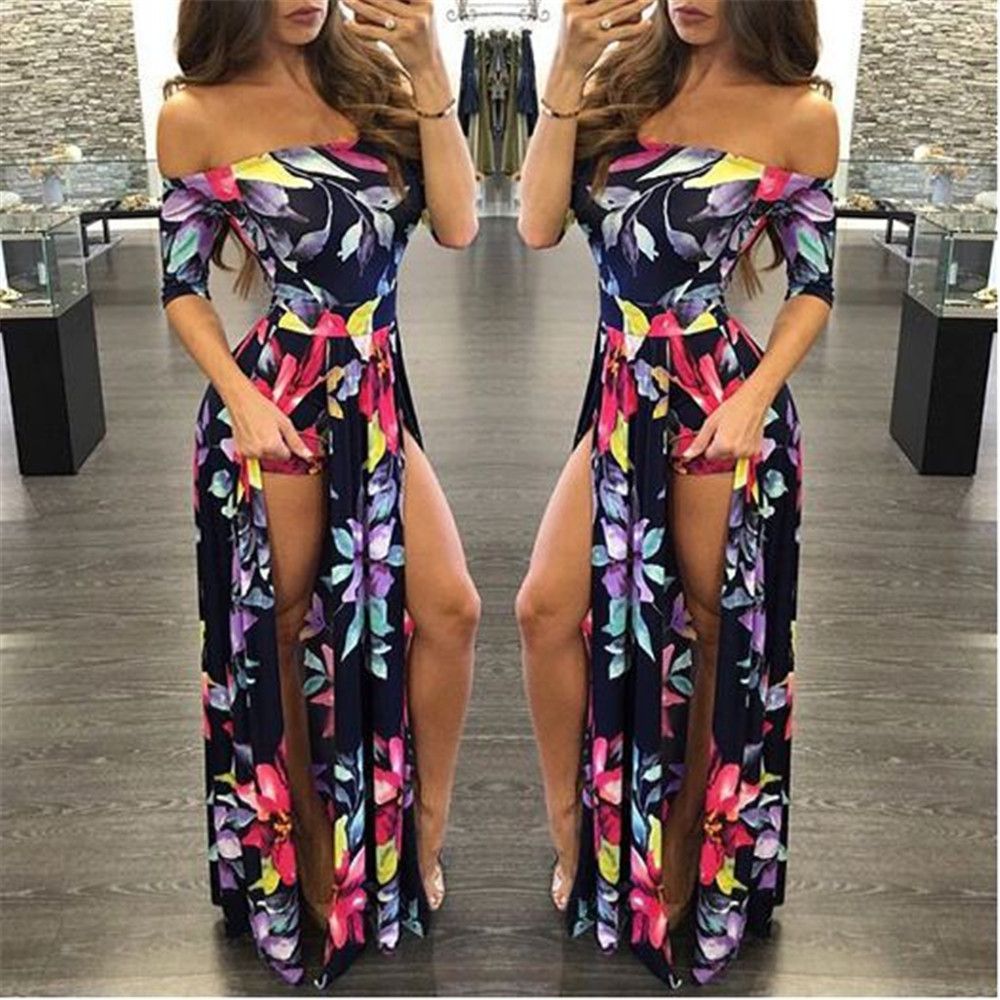 Compra Vestidos Casuales Para Mujer De Long Beach Desgaste Del Partido Sencillo  Vestido Largo Maxi Señoras De Verano Imprimir Vestido De Noche Ouc455  Barato | Entrega Rápida Y Calidad | DHgate Spain