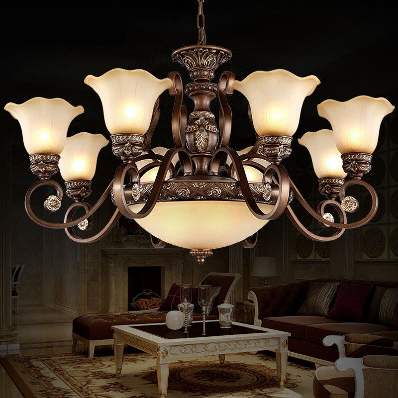Vintage Style Chandeliers Lighting Remove Control Painting Retro Fixture Lamp Resin Chandelier Pendant For Bedroom Bubble
