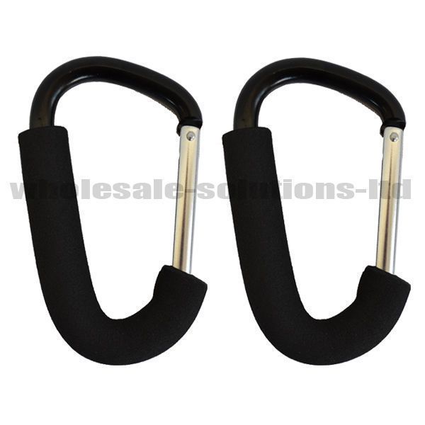 Buggy Clips x2 Coloured Large Pram Pushchair Shopping Bag Hook Mummy Carry Clip