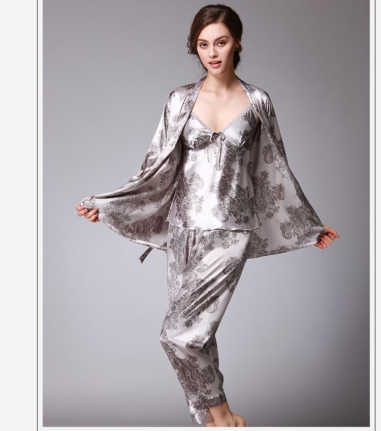 Acheter Pyjama En Satin Pyjama Femme Lingerie Sexy Pyjama En Soie Femme Pyjama En Soie A Manches Longues Imprime Fleur Sjyt95 De 19 42 Du Vanessa918 Fr Dhgate Com
