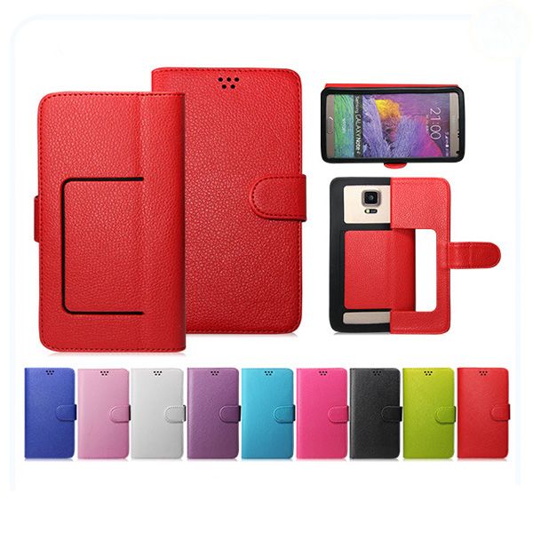 Compre Capa De Telefone Celular Universal Capa Flip De Alta Qualidade  Lichia Macio Stria TPU Carteira De Couro De Silicone Caso Com S M L XL  Tamanho XXL Para Todos Os Telefones