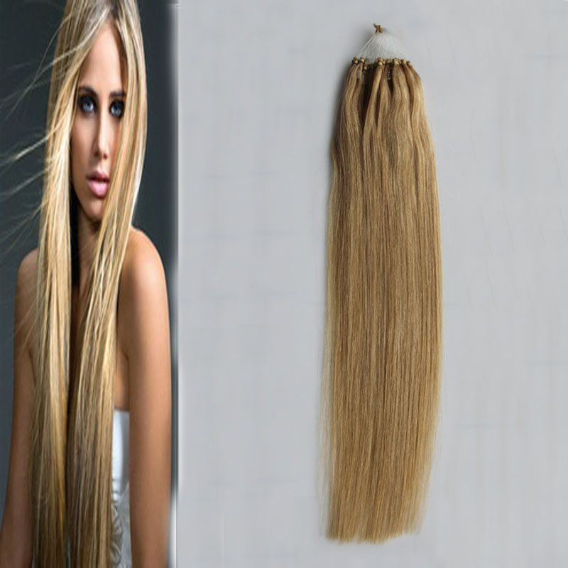 16 Golden Blonde Micro Loop Human Hair Extensions 50g Micro Bead