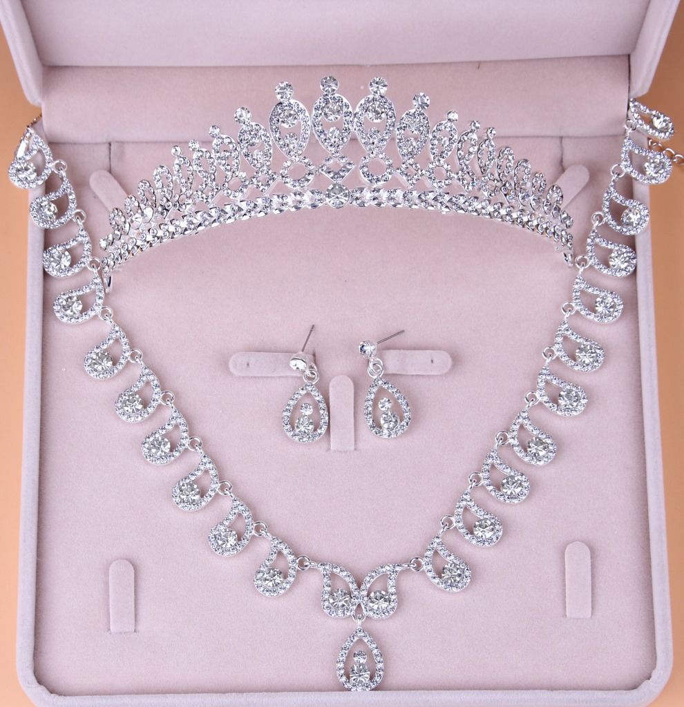 Wedding Bridal Crown Earrings Necklace 2017 Bridal Jewelry