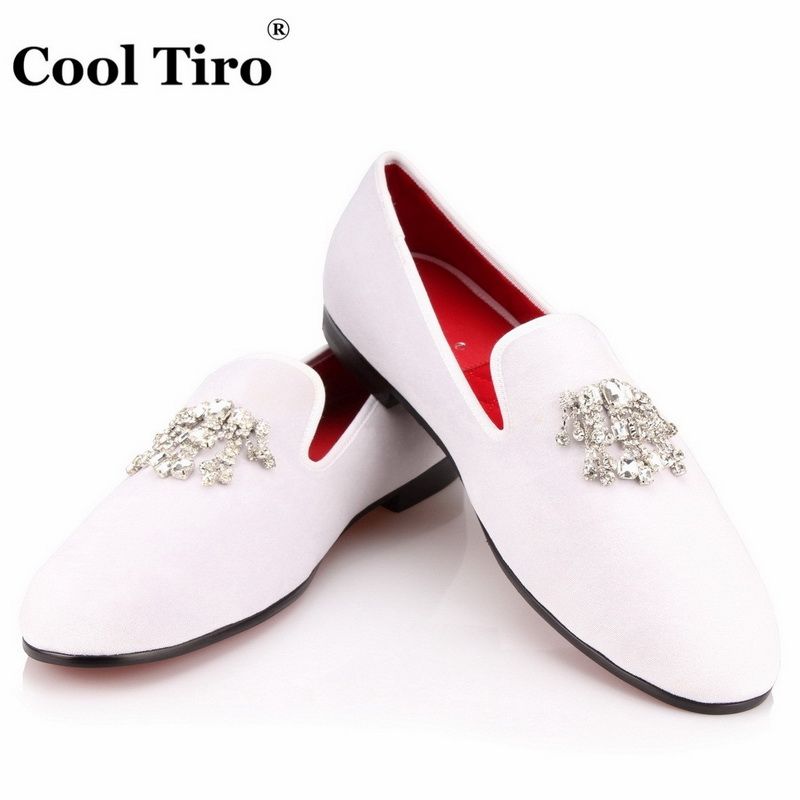 Crystal Pendant Red Bottoms Loafers Men 