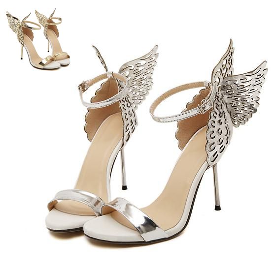 silver butterfly heels