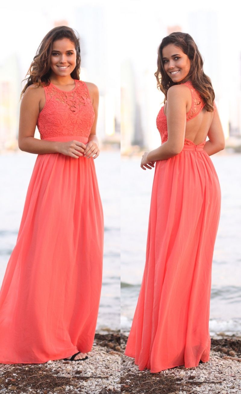 coral beach dress for wedding