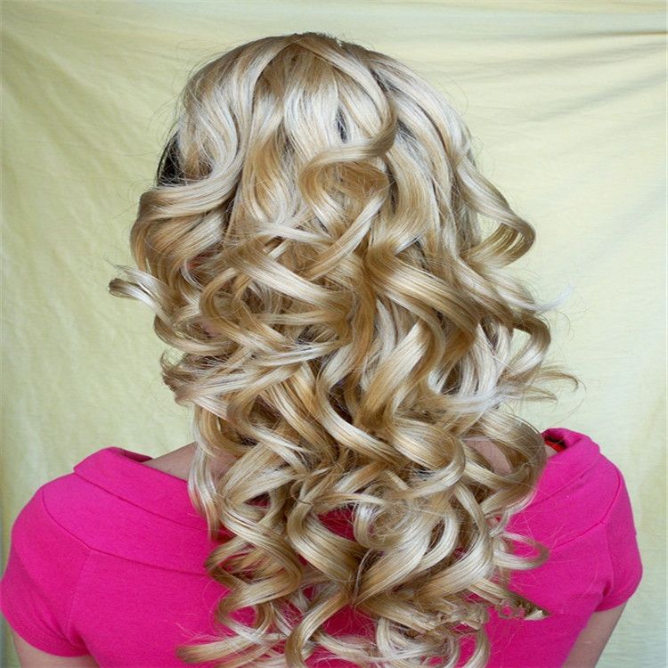 Xt034 Long Corrugated Spiral Curls Blonde Big Deep Wave Wigs 22