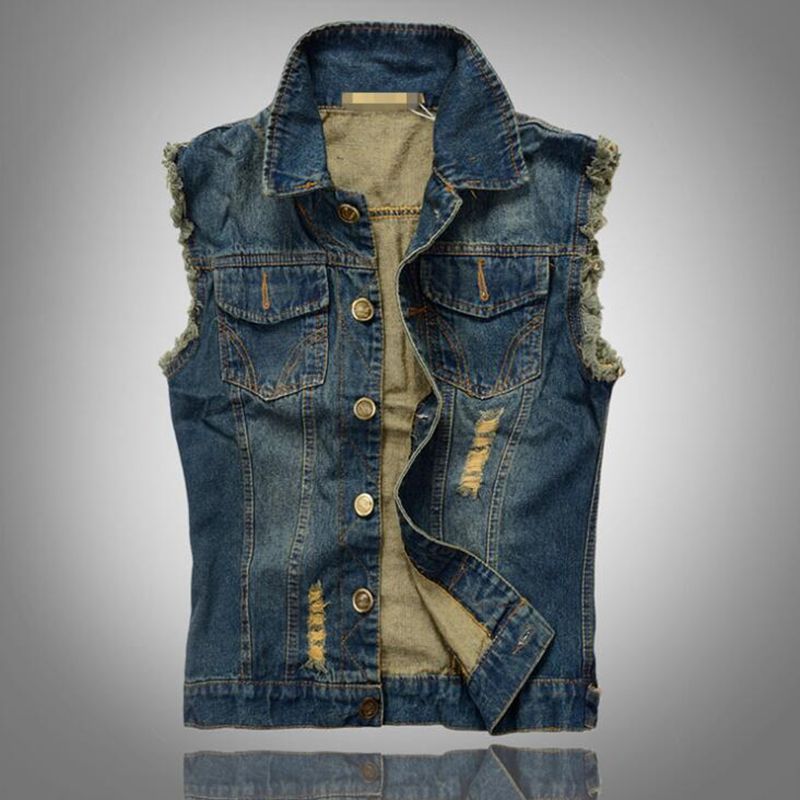 Acquistare Mens Denim Denim Da Uomo Giaccallini Blu Jeans Senza Maniche  Jeans Giacca Da Jeans Casual Gilet Uomo Gilet Biker Homme Economico |  Consegna Veloce E Qualità | DHgate Italy