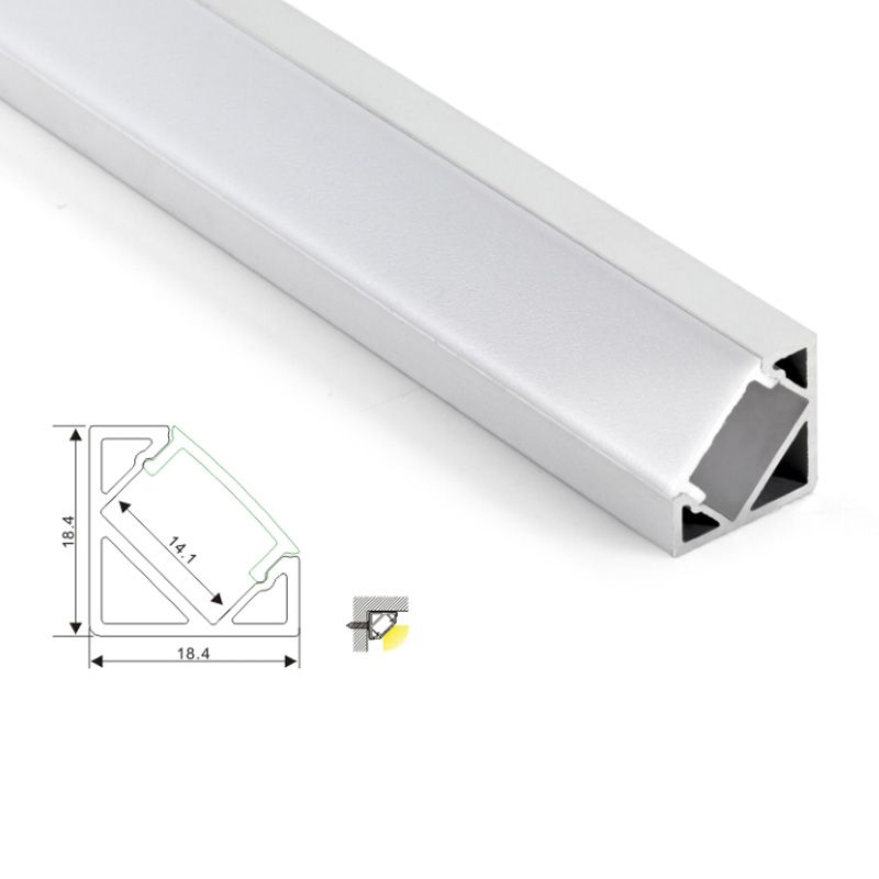 Perfil Aluminio Para Tiras LED - 8 Metros (8x1m), Forma V, Cubierta Blanca Lechosa, Kit Completo Con Conectores Y Clips