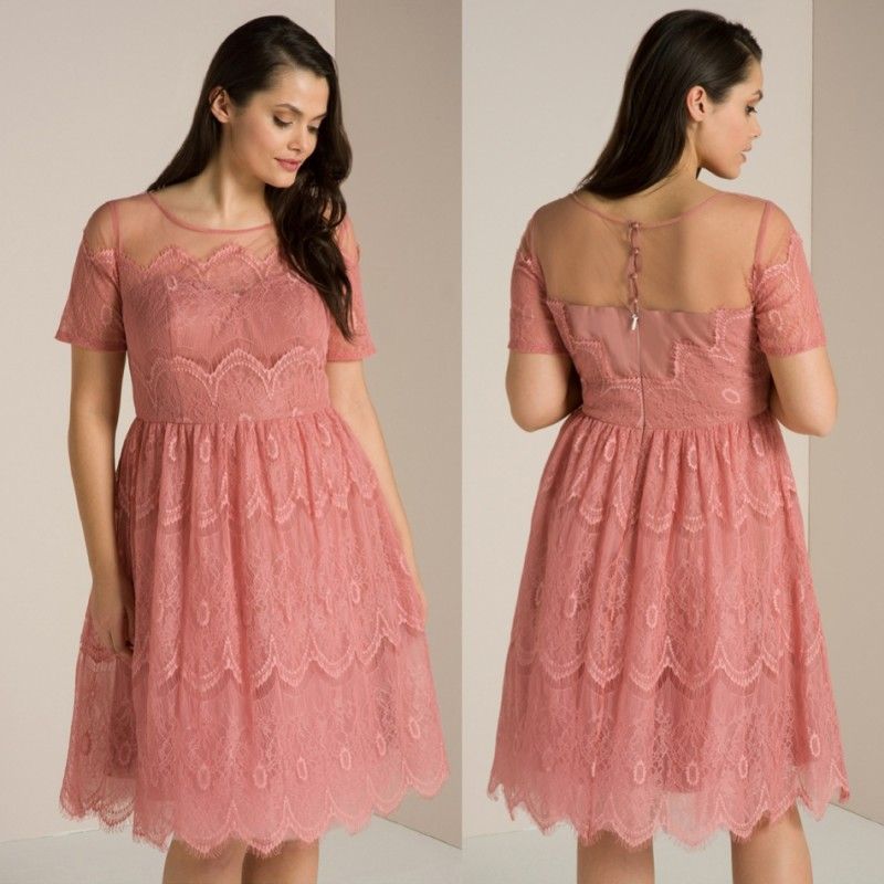 hot pink plus size cocktail dress