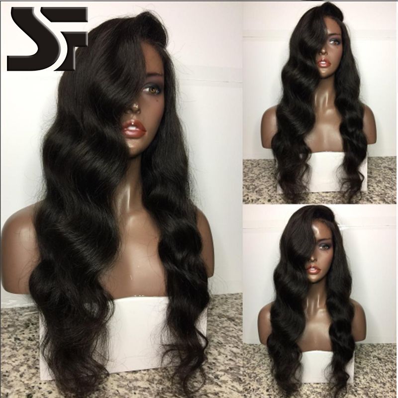 Sf Side Part Lace Front Human Hair Wigs For Black Women Body Wave