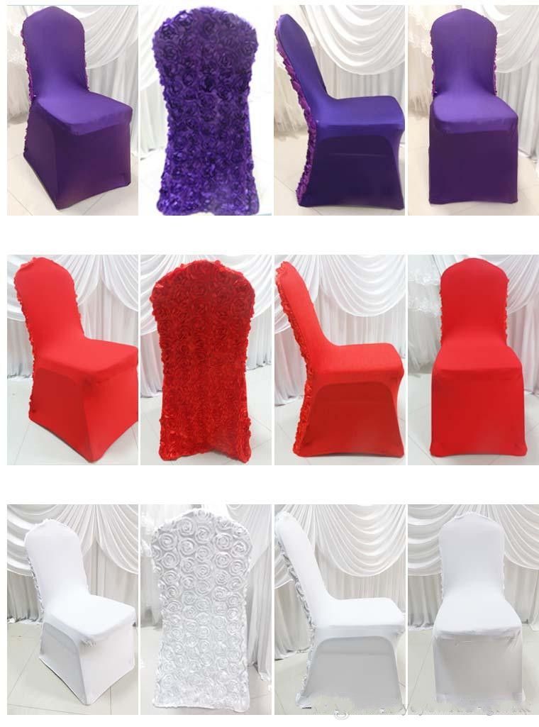 3D Rose Flower Long Dining Chair Covers Universal Stretch Spandex Weddings Chair Slipcovers
