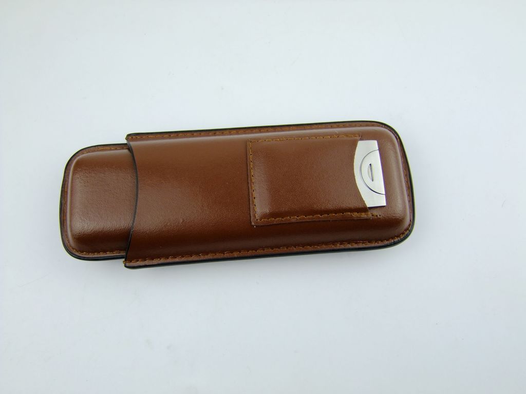 Cigar Case Box 3 Tubes Tobacco Holder Pocket Cigars Leather Travel Humidor 