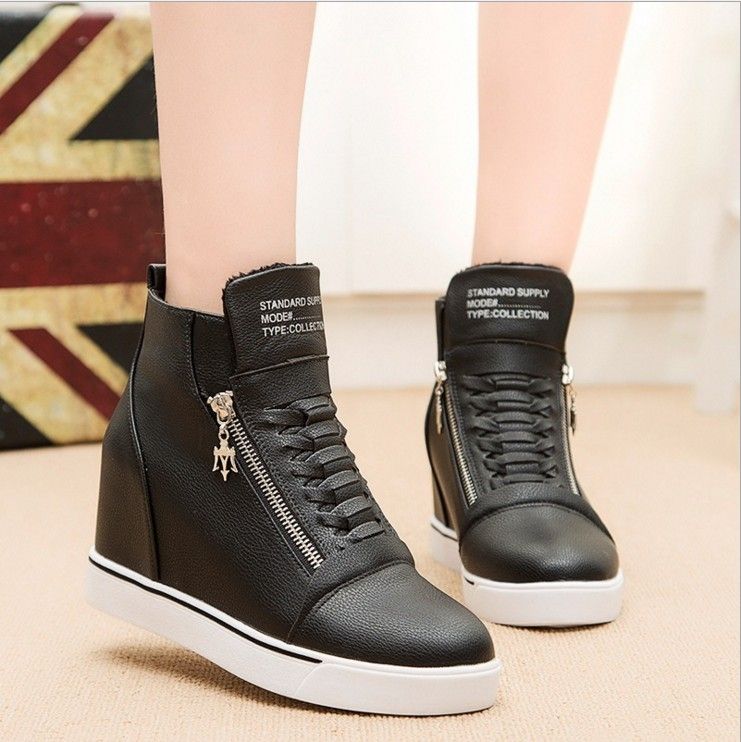 black wedge high top sneakers