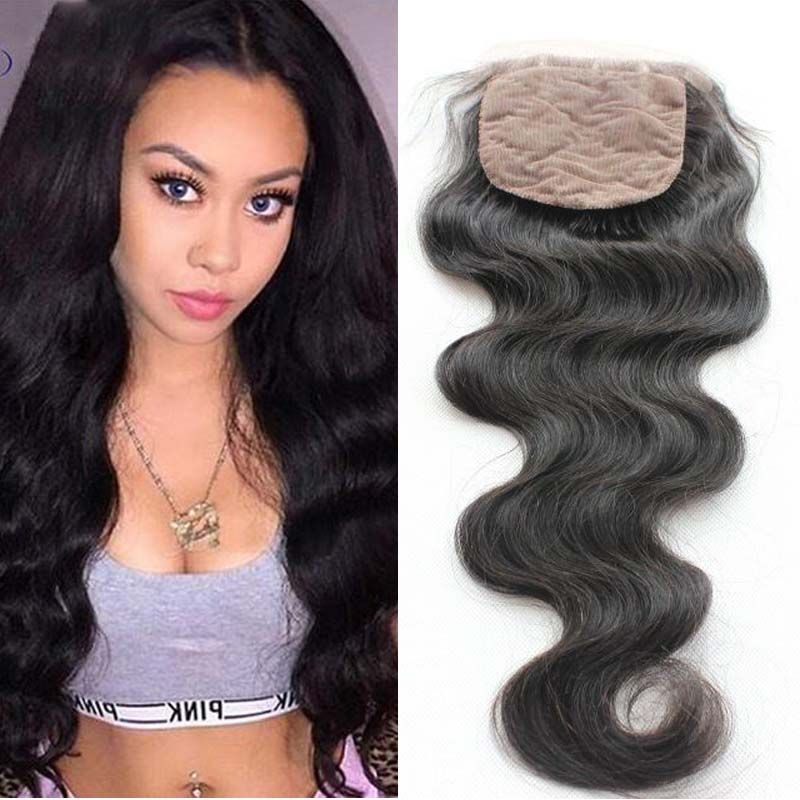 Malaysian Human Hair Closure 4x4inch Silk Base Closure Body Wave 100