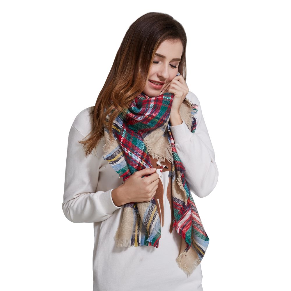 Wholesale Womens Blanket Scarf Cashmere Winter Plaid Scarfs Warm Women