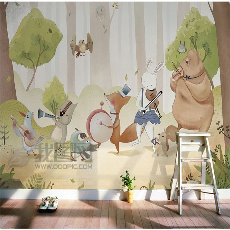3d cartoon wallpaper kids room wallpaper boy girl bedroom background wall  seamless wall cloth warm large mural animal
