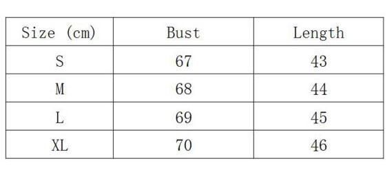 Crochet Bralette Size Chart