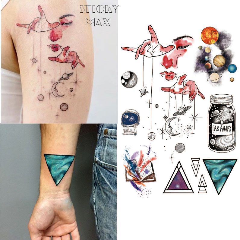 W15 Outer Space Universe Temporary Tattoo with Space Geometric, Planet, Astronaut Pattern body paint Tattoos W15 Outer Space Universe Temporary Tattoo with Space Geometric, Planet, Astronaut Pattern body paint Tattoos
