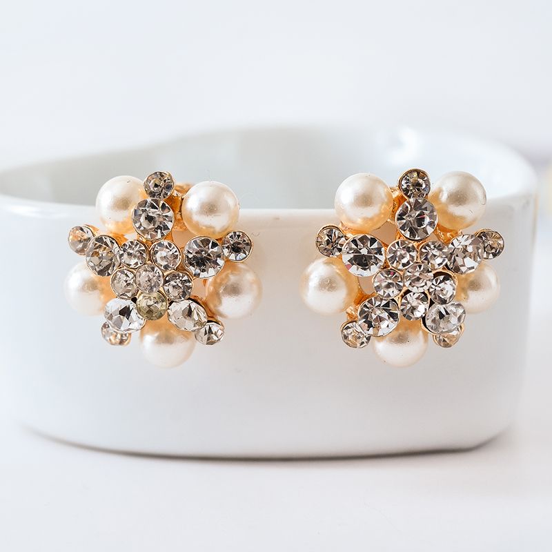 Boucles doreilles non perc/ées Cristal Boucles doreilles Perle blanche clips 18K plaqu/é Or rose Cadeau Femme Maman pour Mariage Anniversaire F/ête
