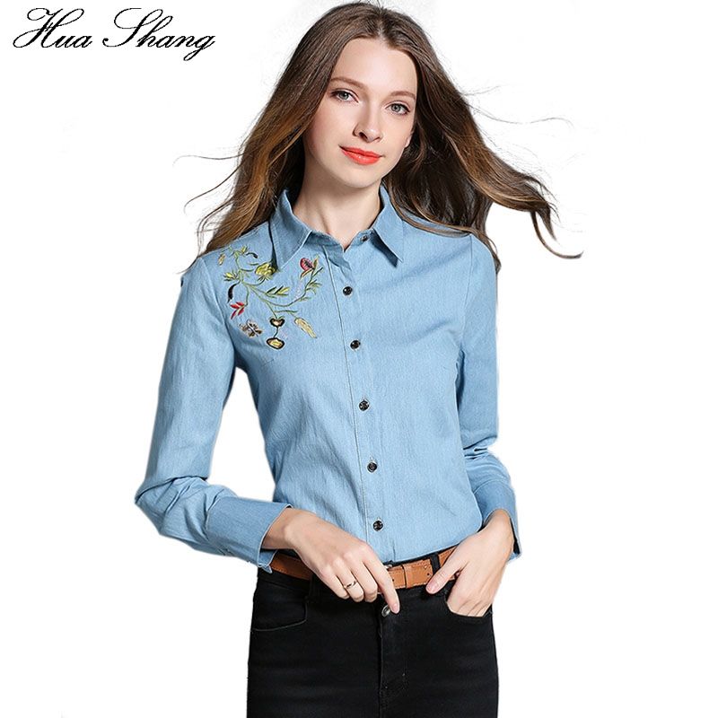 embroidered denim shirts for ladies