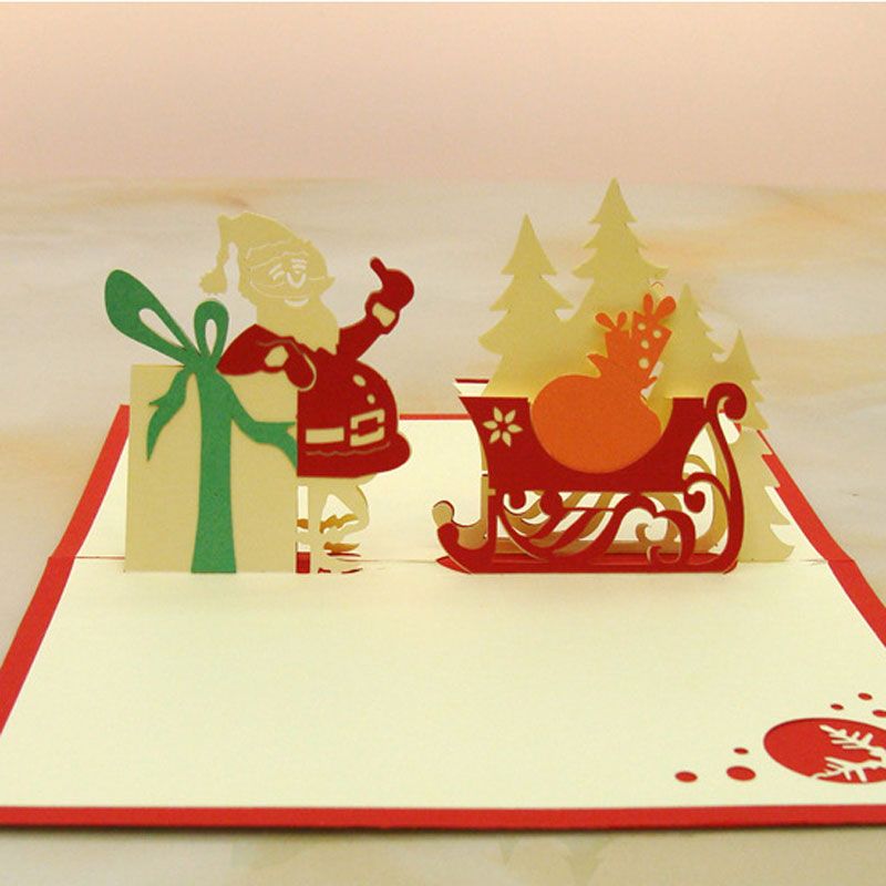 Acquista Nuovi Biglietti Di Natale Fatti A Mano Allingrosso Kirigami Origami 3d Pop Up Babbo Natale Greeting Card Cartoline Regalo A 1 09 Dal Hotty521 Dhgate Com