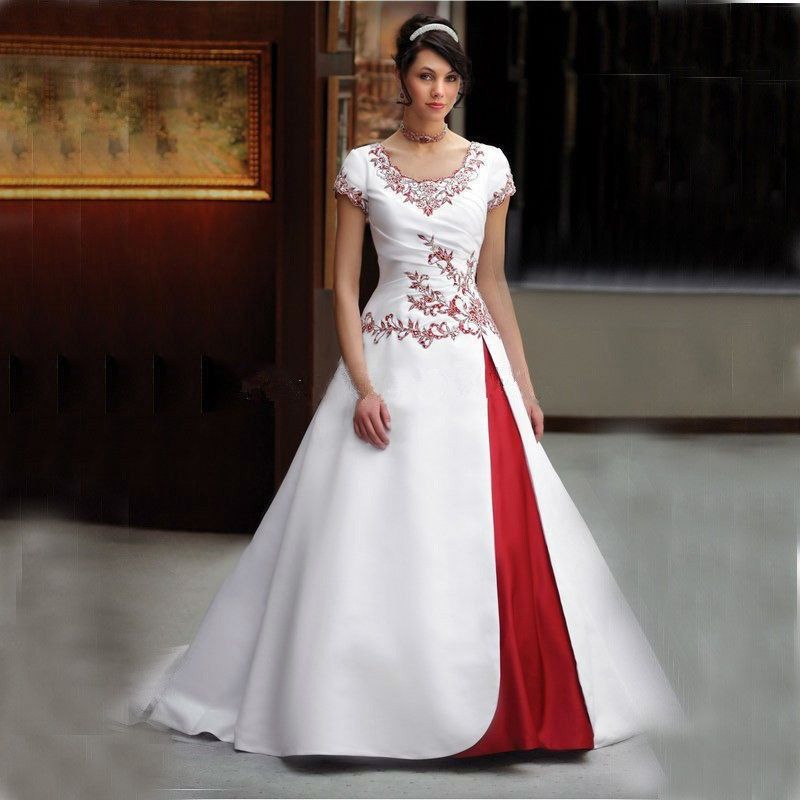 white n red wedding dress