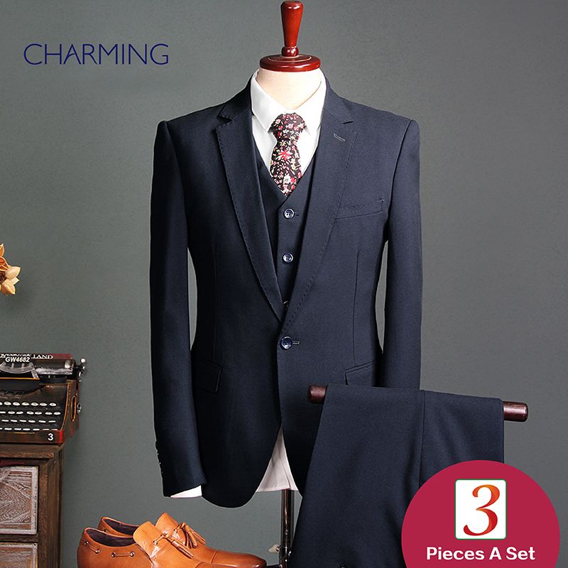 Acquistare Abito Da Uomo Uomo Alto Blu Scuro Abito Uomo Tre Pezzi Tessuto  Di Alta Qualità Uomo Vestito Da Uomo Economico | Consegna Veloce E Qualità  | It.Dhgate