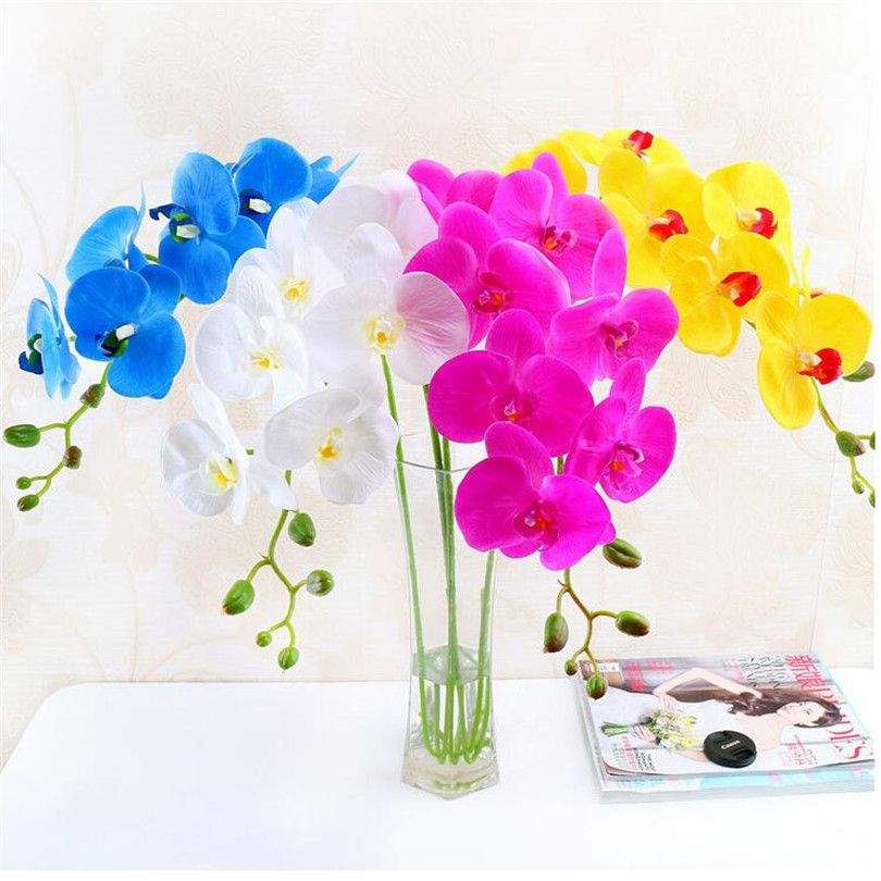 5 p Orquídeas Traça PU Natural Olhar Phalaenopsis Orquídea Real Toque Flor  de Orquídea para a