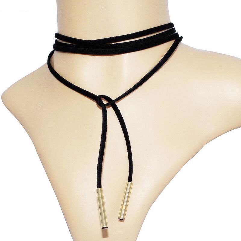 suede tie choker necklace