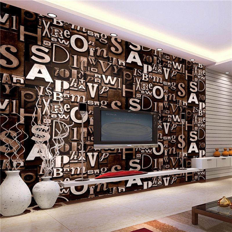 Vintage Wallpapers Roll 3D Embossed English Letter 10M PVC Vinyl Photo Wallpaper KTV Bar Cafe Restaurant Backdrop Wall Decor Vintage Wallpapers Roll 3D Embossed English Letter 10M PVC Vinyl Photo Wallpaper KTV Bar Cafe Restaurant Backdrop Wall Decor