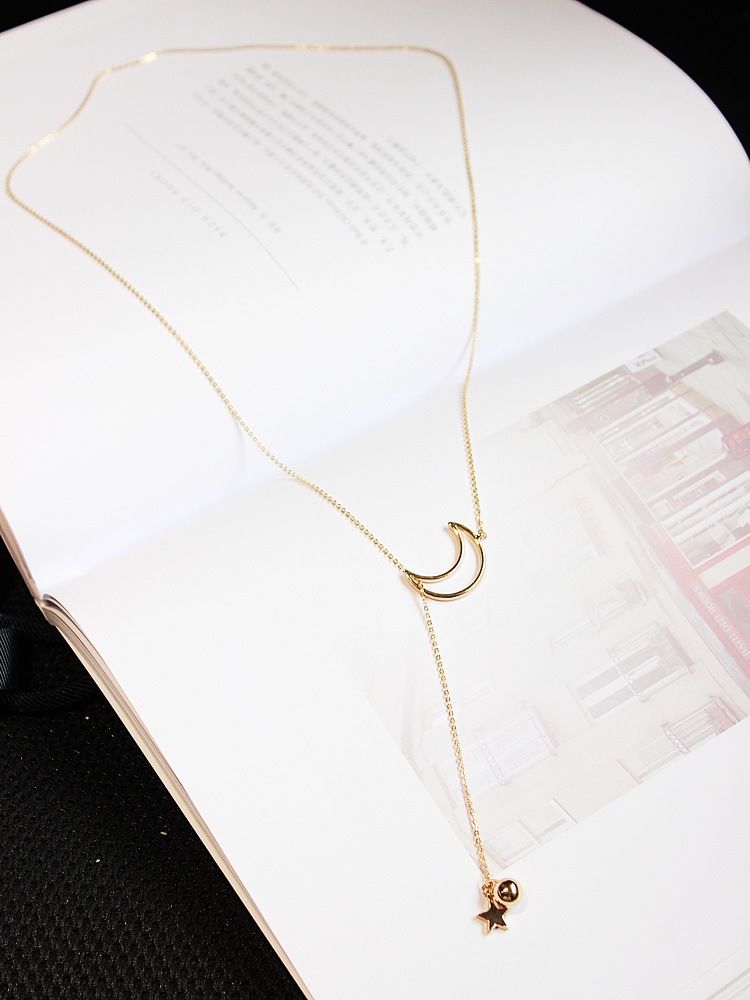 Whole Gold Ball Moon Star Pendant Long Necklace Chain - Moon Star Pendant Necklace Whole Gold Ball Moon Star Pendant Long Necklace Chain - Moon Star Pendant Necklace