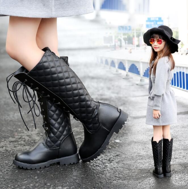Childrens Snow Boots 2018 Autumn And Winter New Plus Velvet Girls Boots Kids Shoes High Boots Cute Boots For Kids Girls Black Leather Boots From