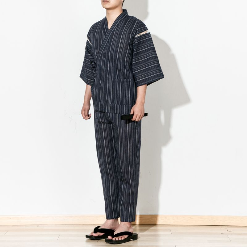 Goddness Bar Accappatoio in Cotone da Uomo in Stile Giapponese Pigiama Traspirante Kimono Sleepwear-F03 