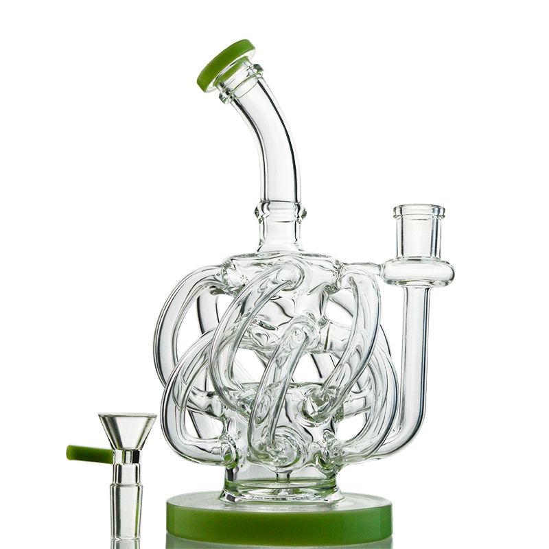 Big Bong Green Water Pipe Bubbler Recycler Thick Smoking Hookah Microscope Heady 