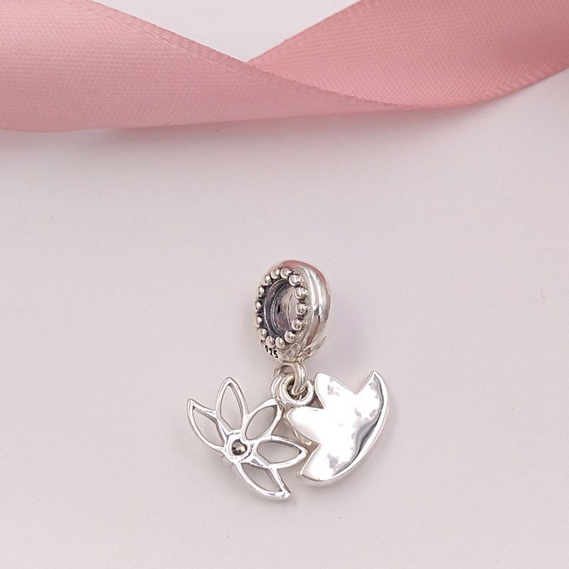 Acheter Authentique 925 Perles En Argent Sterling Perles Sereines Fleur De Lotus Suspendus Charme Convient Aux Bijoux De Style Pandora Européens