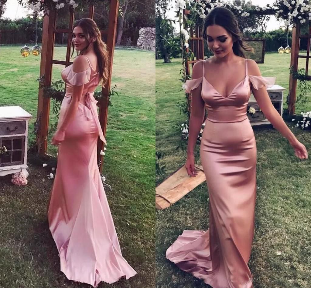 rose gold satin bridesmaid dresses