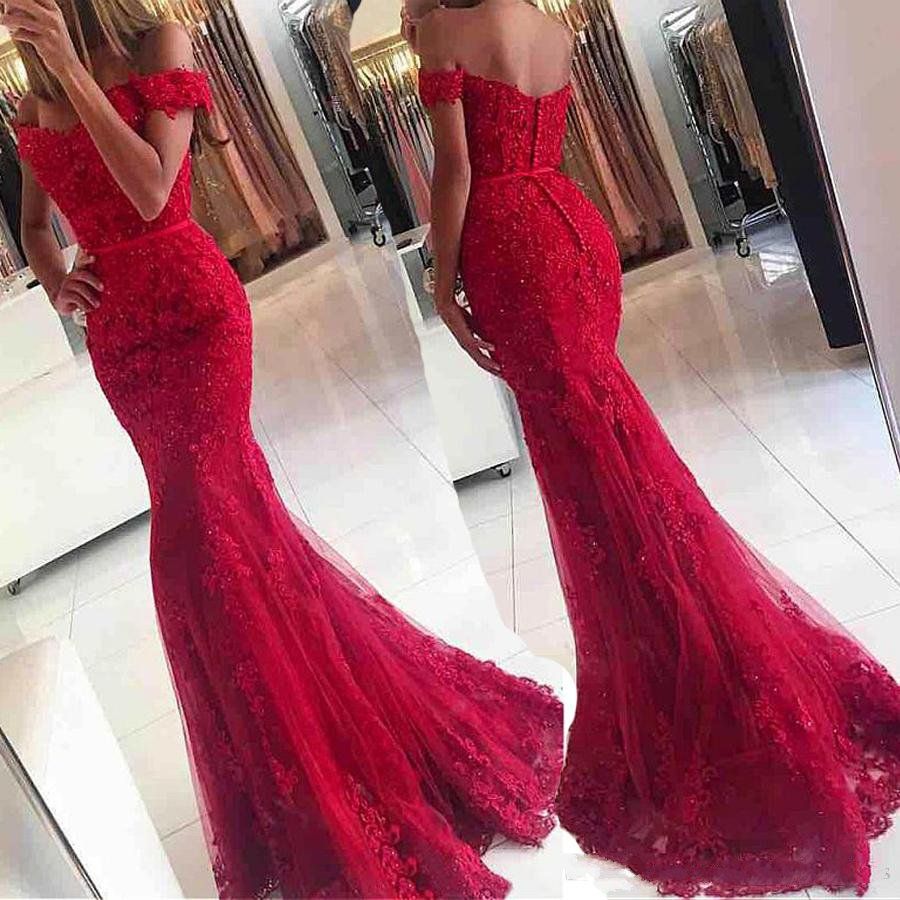 Acquistare Abito Da Sera A Sirena In Pizzo Rosso Con Scollo A Cuore E  Maniche Lunghe Con Scollo A Barchetta Lungo Sottile Vestito Da Promenade Da  Cerimonia Economico | Consegna Veloce E