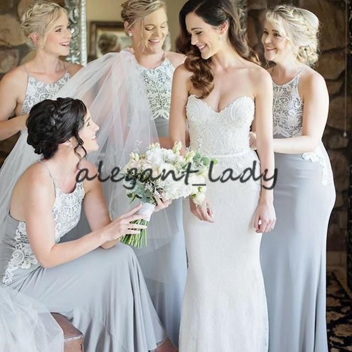 modest dusty blue bridesmaid dresses