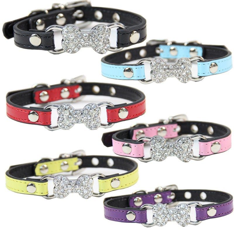 red dog collar with rhinestones