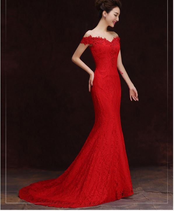 half shoulder long frock