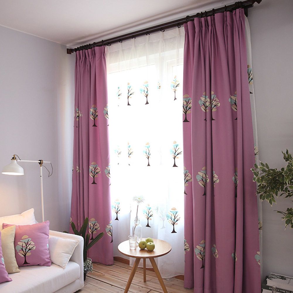2019 Cute Style Sapling Embroidered Velvet Curtains For Living