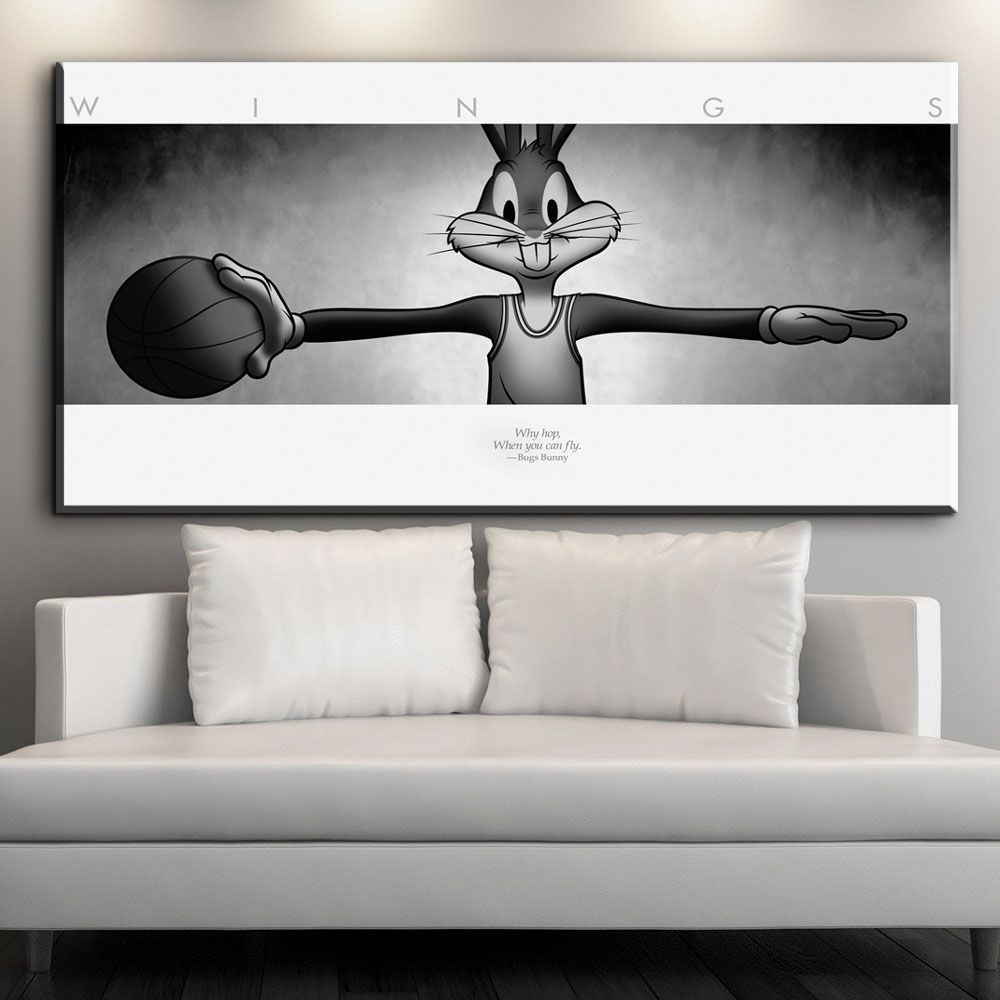 2020 Black White Canvas Art Cartoon Sports Player Canvas Pictures