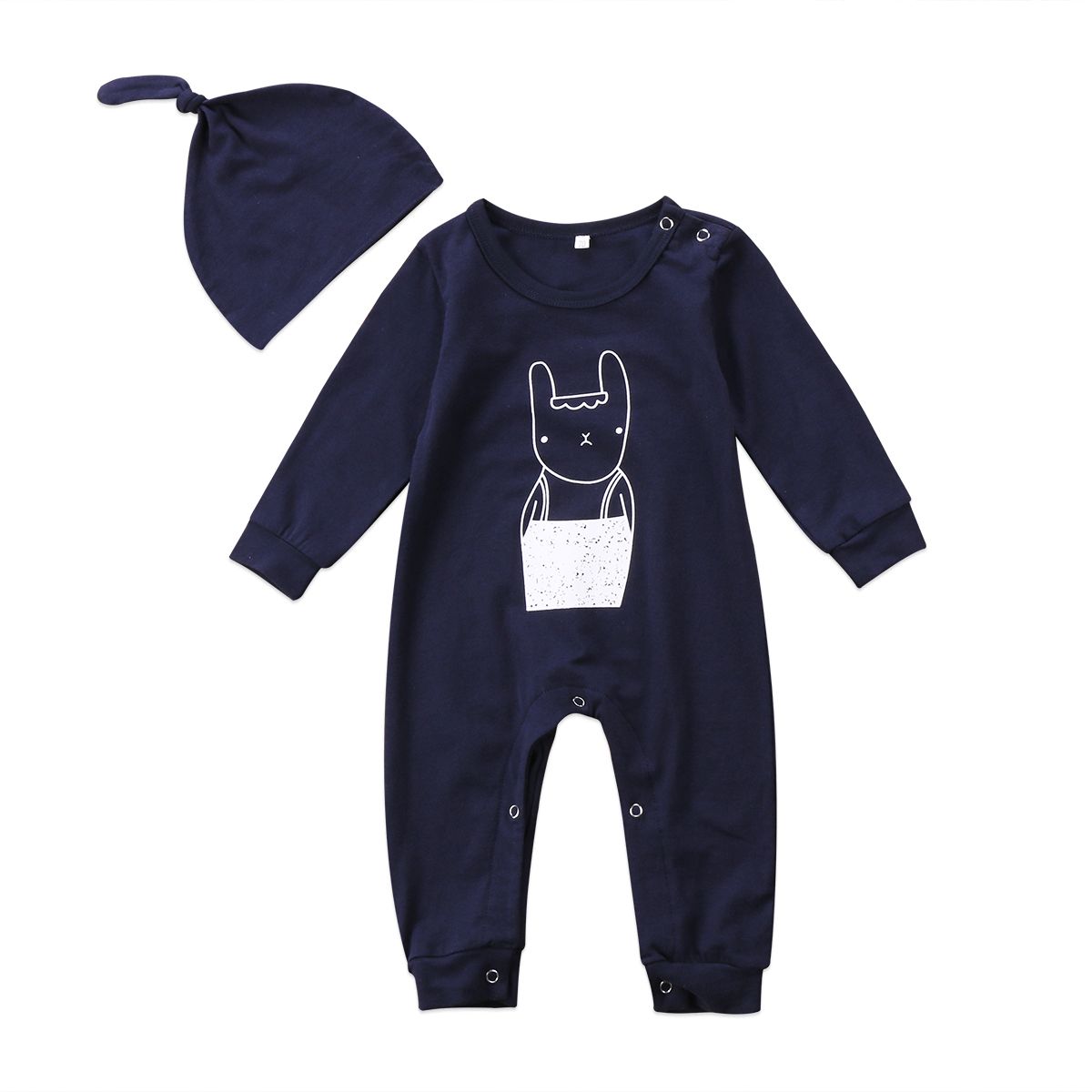 Newborn Baby Boys Girls Animals Romper Bodysuit Jumpsuit Hat Clothes Outfits Set