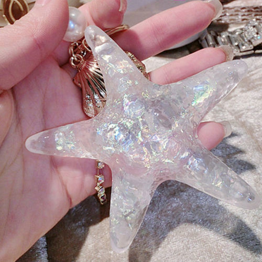 Starfish Scallop in Shell Shiny Crystal Key Chain Ring Keyring Keychain one