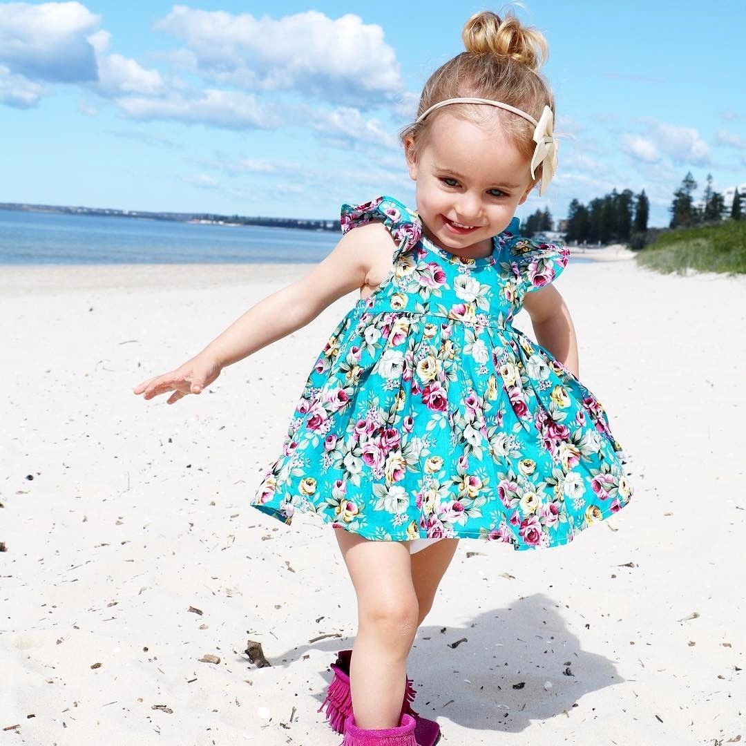 baby girl blue floral dress