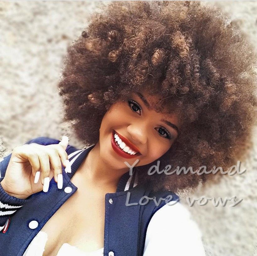 Afro Kinky Curly Wig Fashion Pixie Cut Synthetic Wigs Short Fluffy